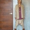 Cream Beige Cotton Harem Pants: Drop Crotch Ninja