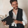 Handmade Groomsmen Vest Boho Mens Clothing Embroidered For