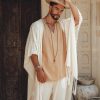 Off White Long Cotton Pants Men Wide Leg
