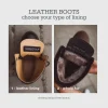 Mens Leather Black Boots Casual Boots