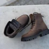 Brown Leather Ankle Boots For Women Crazy Horse