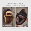 Handmade Crazy Horse Leather Ankle Boots Unisex Vintage