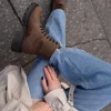 Brown Leather Ankle Boots For Women Crazy Horse