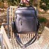 Men's Leather Crossbody Bag Cowhide Shoulder Travel Multipurpose
