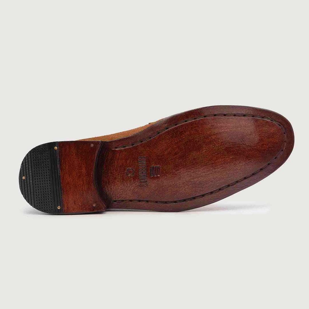 Men's Brown Suede Penny Loafers